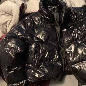 shiny black puffer jacket